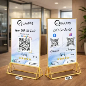 Customizable Google Review with 2 Social Media Stand | 6 X 4 Inch